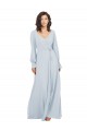 Soft Chiffon Long V-Neck Sea Glass A-Line Formal Dress / Bridesmaid Dress Sudbury