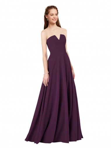 Soft Chiffon Low Back Long Strapless A-Line Formal Dress / Bridesmaid Dress Sudbury