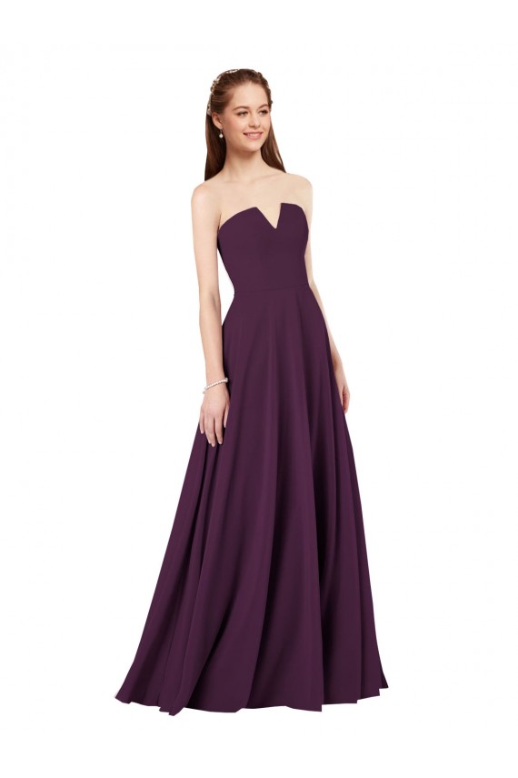 Soft Chiffon Low Back Long Strapless A-Line Formal Dress / Bridesmaid Dress Sudbury