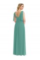 Soft Chiffon V-Back Long V-Neck Icelandic Silver A-Line Semi Formal Evening Dress / Bridesmaid Dress Sudbury