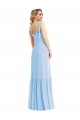 Soft Chiffon Long Spaghetti Straps Light Sky Blue A-Line Semi Formal Evening Dress / Bridesmaid Dress Sudbury