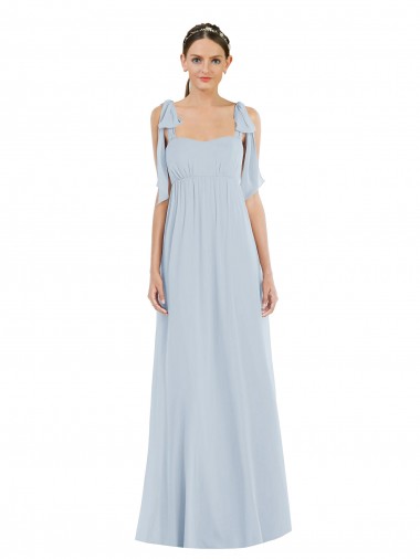 Soft Chiffon Low Back Long Spaghetti Straps Sea Glass A-Line Semi Formal Evening Dress / Bridesmaid Dress Sudbury