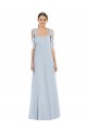 Soft Chiffon Low Back Long Spaghetti Straps Sea Glass A-Line Semi Formal Evening Dress / Bridesmaid Dress Sudbury
