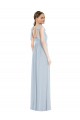 Soft Chiffon Low Back Long Spaghetti Straps Sea Glass A-Line Semi Formal Evening Dress / Bridesmaid Dress Sudbury