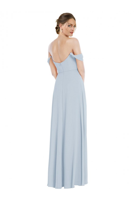 Soft Chiffon Long Off the Shoulder Sea Glass A-Line Semi Formal Evening Dress / Bridesmaid Dress Sudbury