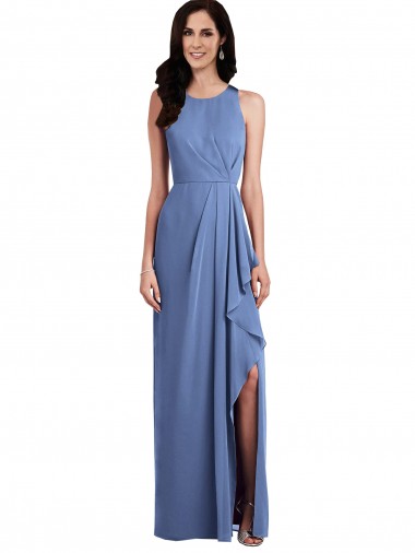 Soft Chiffon Keyhole Back Long Jewel Neck A-Line Bridesmaid Dress Sudbury
