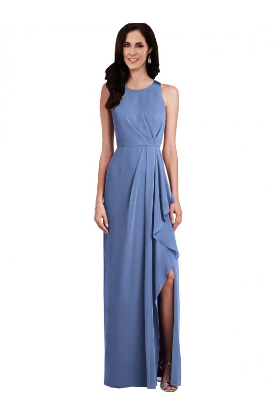 Soft Chiffon Keyhole Back Long Jewel Neck A-Line Bridesmaid Dress Sudbury