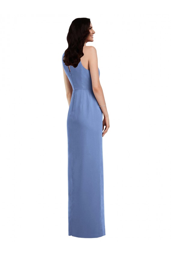 Soft Chiffon Keyhole Back Long Jewel Neck A-Line Bridesmaid Dress Sudbury