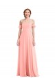 Soft Chiffon Long Off the Shoulder Salmon A-Line Semi Formal Evening Dress / Bridesmaid Dress Sudbury