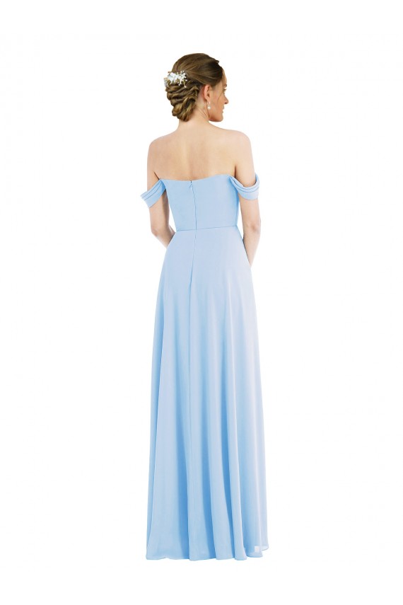 Soft Chiffon Long Off the Shoulder Light Sky Blue A-Line Formal Evening Gown / Bridesmaid Dress Sudbury