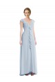 Soft Chiffon V-Back Long V-Neck Sea Glass A-Line Black Tie Evening Gown / Bridesmaid Dress Sudbury