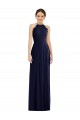 Soft Chiffon Open Back Long Halter Neck Dark Navy A-Line Semi Formal Evening Dress / Bridesmaid Dress Sudbury