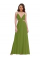 Soft Chiffon Open Back Long V-Neck A-Line Plus Size Evening Gown / Bridesmaid Dress Sudbury