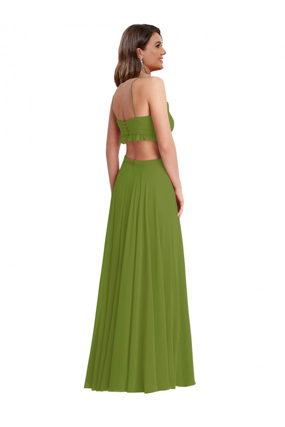 Soft Chiffon Open Back Long V-Neck A-Line Plus Size Evening Gown / Bridesmaid Dress Sudbury