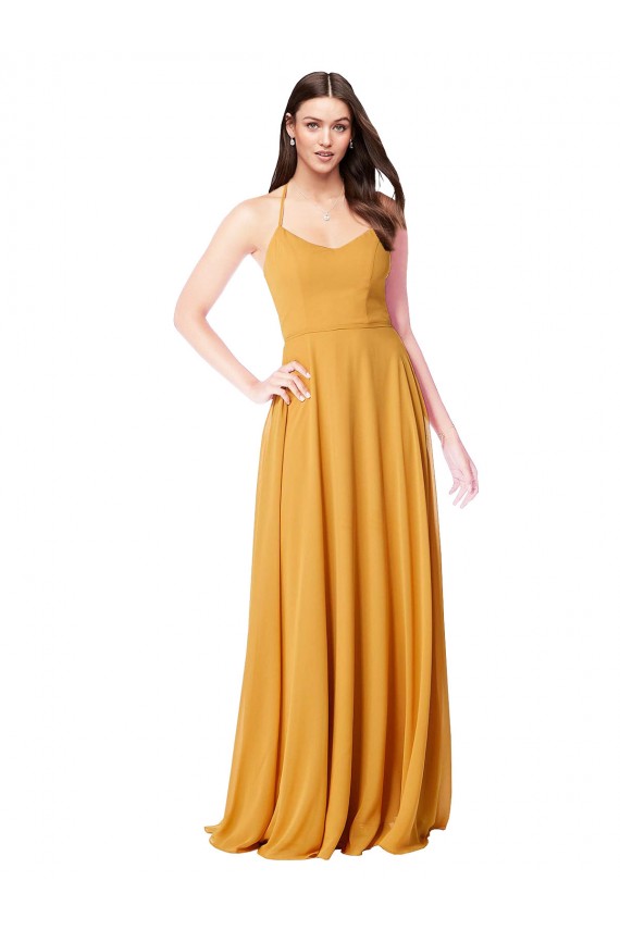 Soft Chiffon Long V-Neck Saffron A-Line Formal Dress / Bridesmaid Dress Sudbury