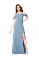Soft Chiffon Long Off the Shoulder Dusty Blue A-Line Evening Dress / Bridesmaid Dress Sudbury