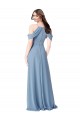 Soft Chiffon Long Off the Shoulder Dusty Blue A-Line Evening Dress / Bridesmaid Dress Sudbury