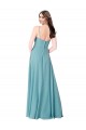 Soft Chiffon Long V-Neck Turquoise A-Line Bridesmaid Dress Sudbury