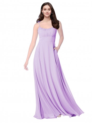 Soft Chiffon Long Scoop Neck A-Line Bridal Party Dress Sudbury