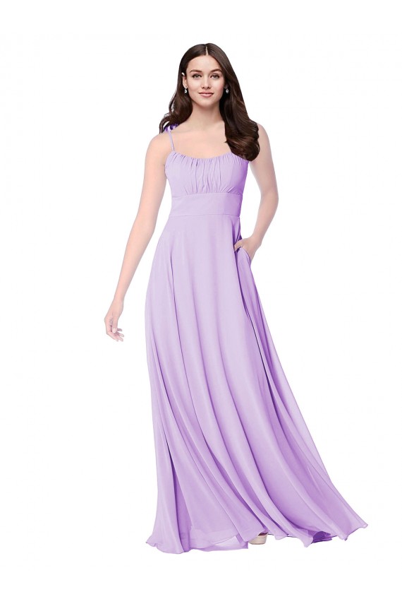 Soft Chiffon Long Scoop Neck A-Line Bridal Party Dress Sudbury