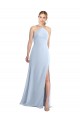 Chiffon Keyhole Back Long Halter Neck Light Sky Blue A-Line Bridesmaid Dress / Evening Dress Sudbury