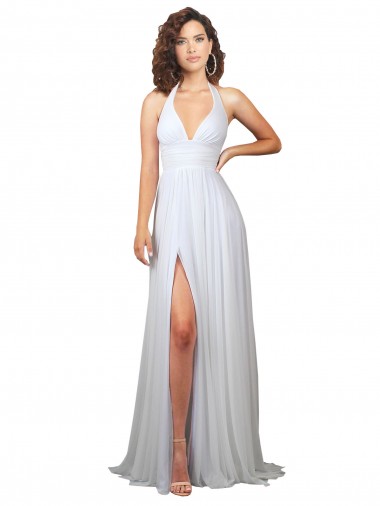 Soft Chiffon Low Back Sweep Train V-Neck A-Line Beach Wedding Dress Sudbury