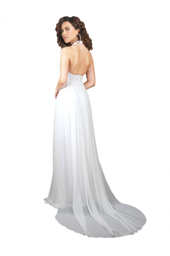 Soft Chiffon Low Back Sweep Train V-Neck A-Line Beach Wedding Dress Sudbury