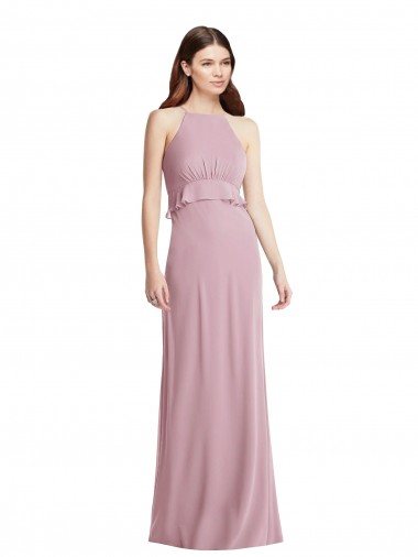 Chiffon Low Back Long Halter Neck A-Line Bridesmaid Dress / Evening Dress Sudbury