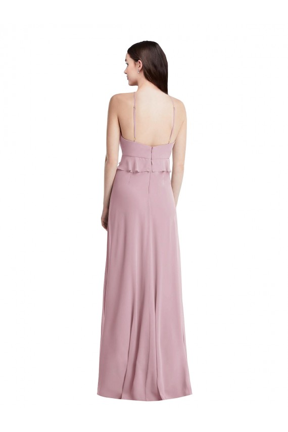 Chiffon Low Back Long Halter Neck A-Line Bridesmaid Dress / Evening Dress Sudbury