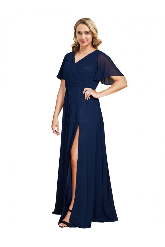 Soft Chiffon Long V-Neck A-Line Formal Plus Size Evening Gown / Prom Dress / Bridesmaid Dress Sudbury