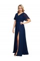 Soft Chiffon Long V-Neck A-Line Formal Plus Size Evening Gown / Prom Dress / Bridesmaid Dress Sudbury