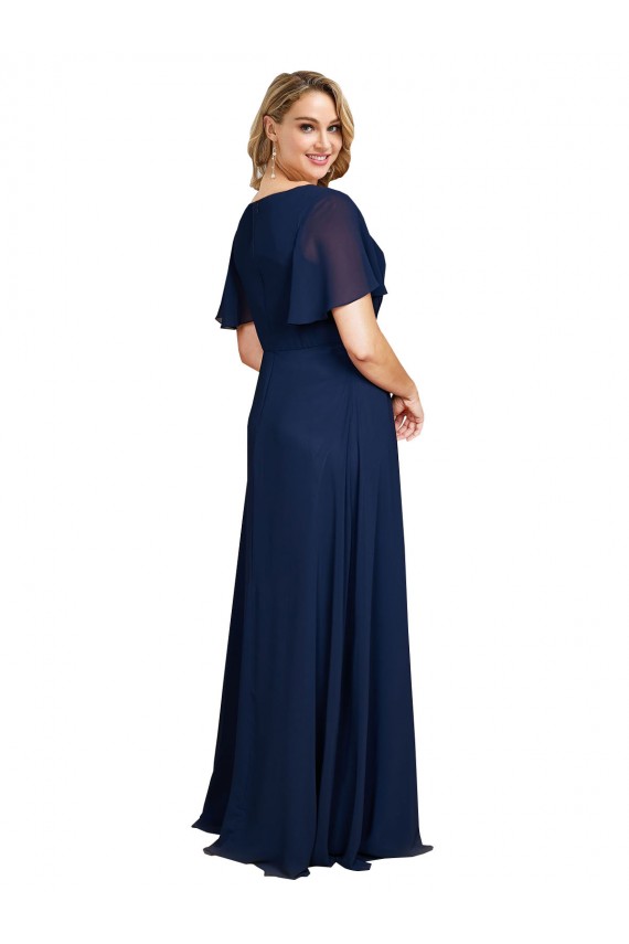 Soft Chiffon Long V-Neck A-Line Formal Plus Size Evening Gown / Prom Dress / Bridesmaid Dress Sudbury