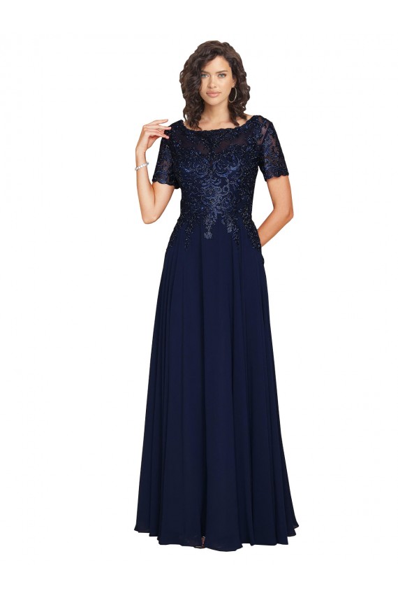Soft Chiffon Long Round Neck A-Line Prom Dress / Bridesmaid Dress Sudbury