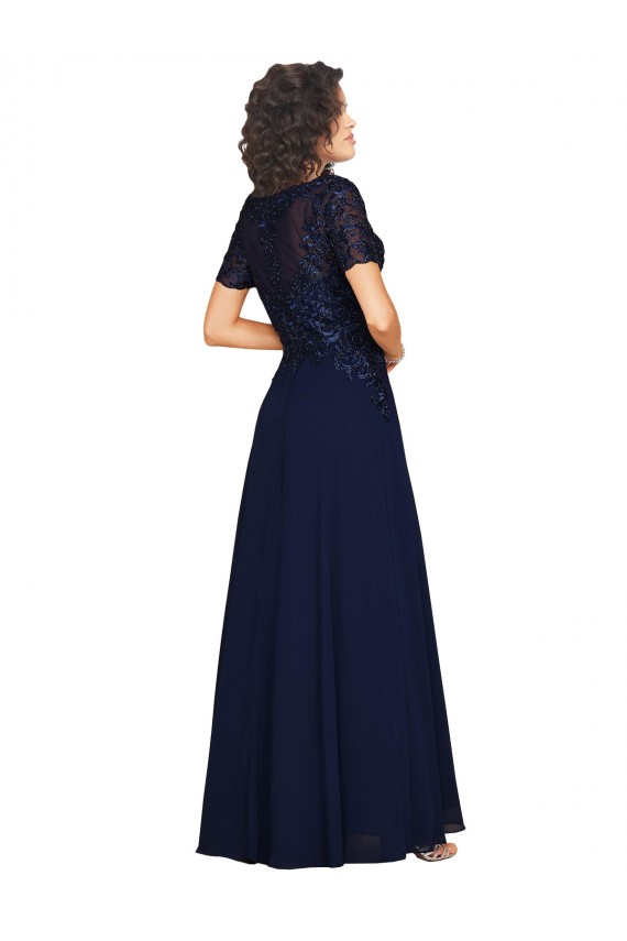 Soft Chiffon Long Round Neck A-Line Prom Dress / Bridesmaid Dress Sudbury