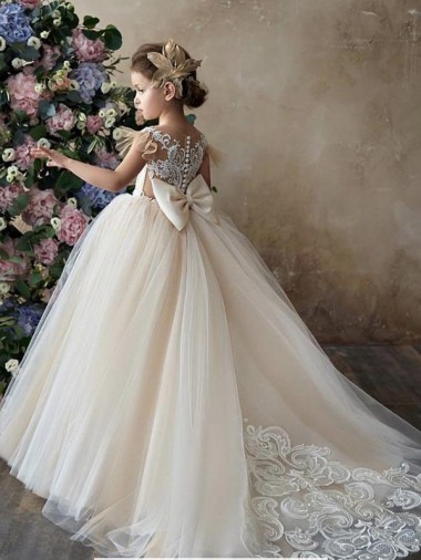 Tulle & Lace Chapel Train Sweetheart Ball Gown Flower Girl Dresses Sudbury