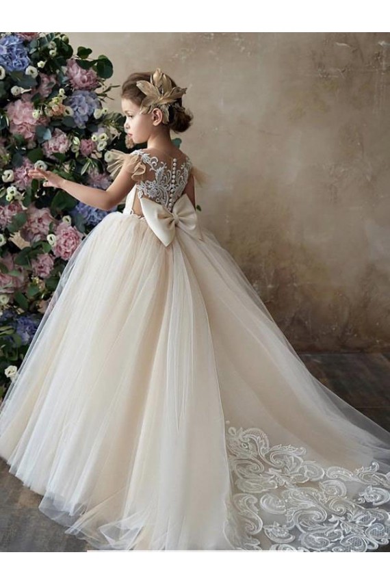 Tulle & Lace Chapel Train Sweetheart Ball Gown Flower Girl Dresses Sudbury