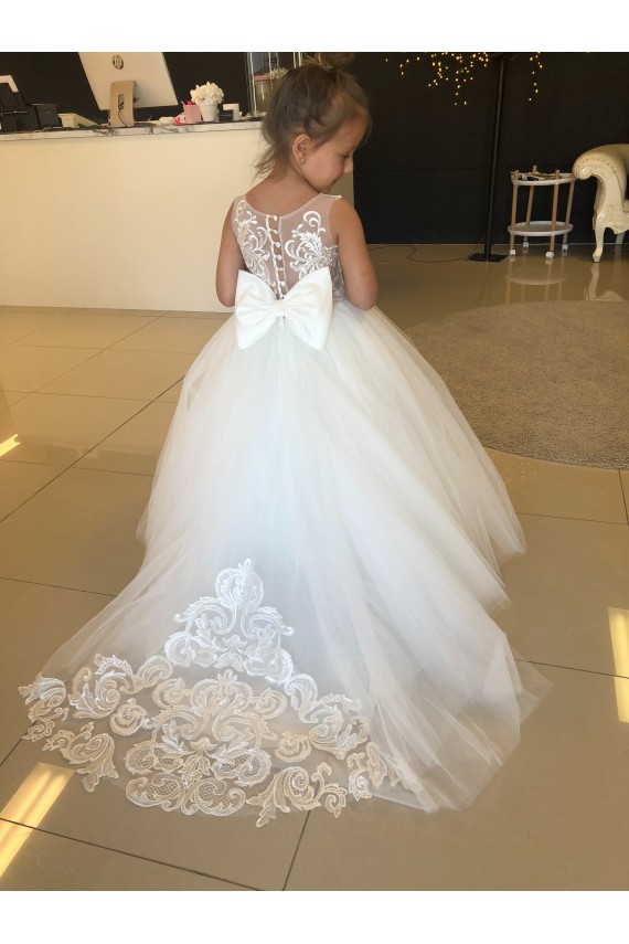 Tulle & Lace Chapel Train Sweetheart Ball Gown Flower Girl Dresses Sudbury