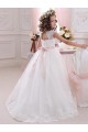 Tulle & Lace Keyhole Back Long High Neck Ball Gowns Flower Girl Dress Sudbury