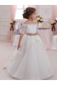 Tulle & Lace Keyhole Back Long High Neck Ball Gown Flower Girl Dresses Sudbury