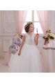 Tulle & Lace Keyhole Back Long High Neck Ball Gown Little Flower Girl Dresses Sudbury