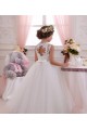 Tulle & Lace Keyhole Back Long High Neck Ball Gown Little Flower Girl Dresses Sudbury