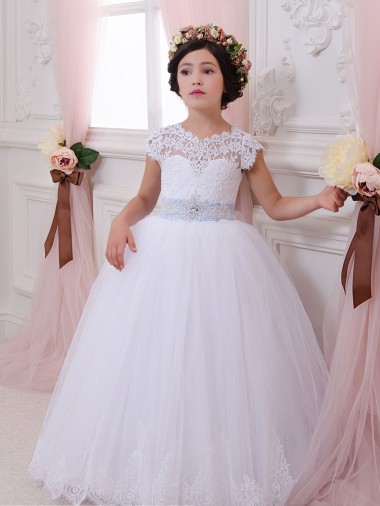 Tulle & Lace Chapel Train Sweetheart Ivory Ball Gown Flower Girl Dresses Sudbury