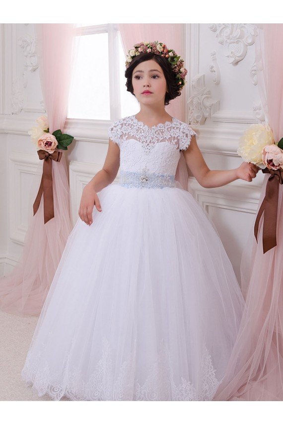 Tulle & Lace Chapel Train Sweetheart Ivory Ball Gown Flower Girl Dresses Sudbury