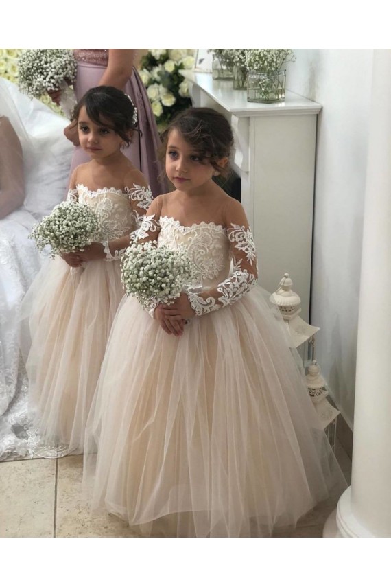 Tulle & Lace Chapel Train Sweetheart Ball Gown Little Flower Girl Dress Sudbury