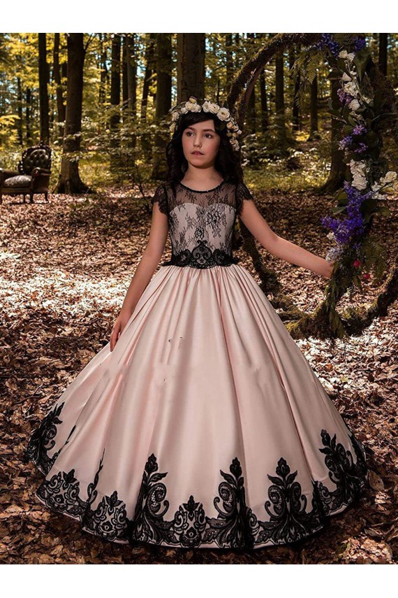 Satin & Lace Long Sweetheart Ball Gown Flower Girl Dress for Wedding Sudbury