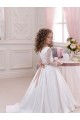 Satin & Lace Chapel Train V-Neck Ball Gown Flower Girl Dress Sudbury