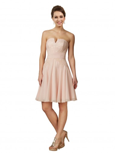 Soft Chiffon & Lace Knee Length Sweetheart A-Line Bridesmaid Dress Sudbury