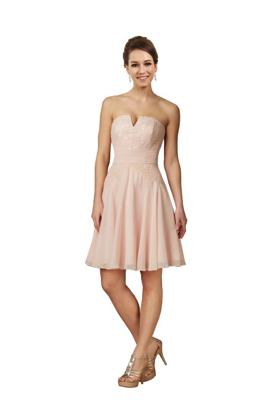Soft Chiffon & Lace Knee Length Sweetheart A-Line Bridesmaid Dress Sudbury
