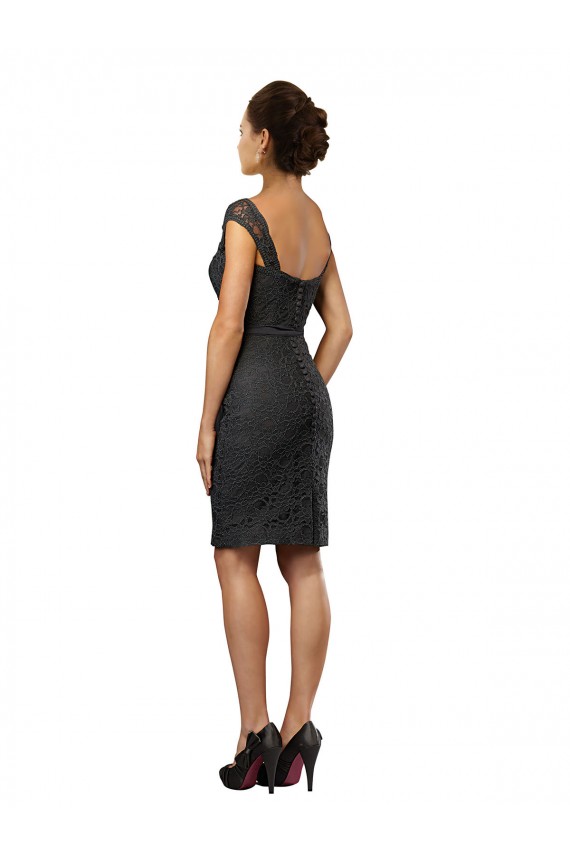 Soft Chiffon & Lace Knee Length Off the Shoulder A-Line Bridesmaid Dress Sudbury