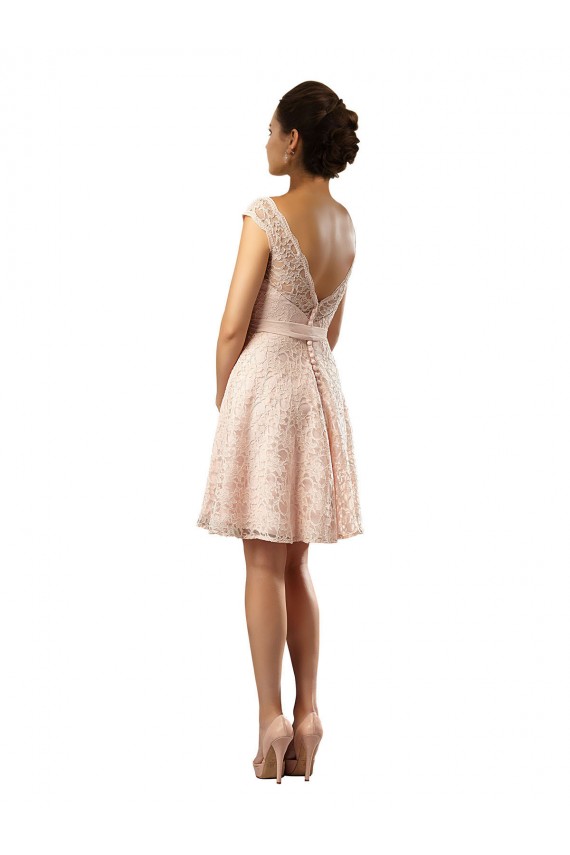 Soft Chiffon & Lace Knee Length Bateau Neck A-Line Bridesmaid Dress Sudbury